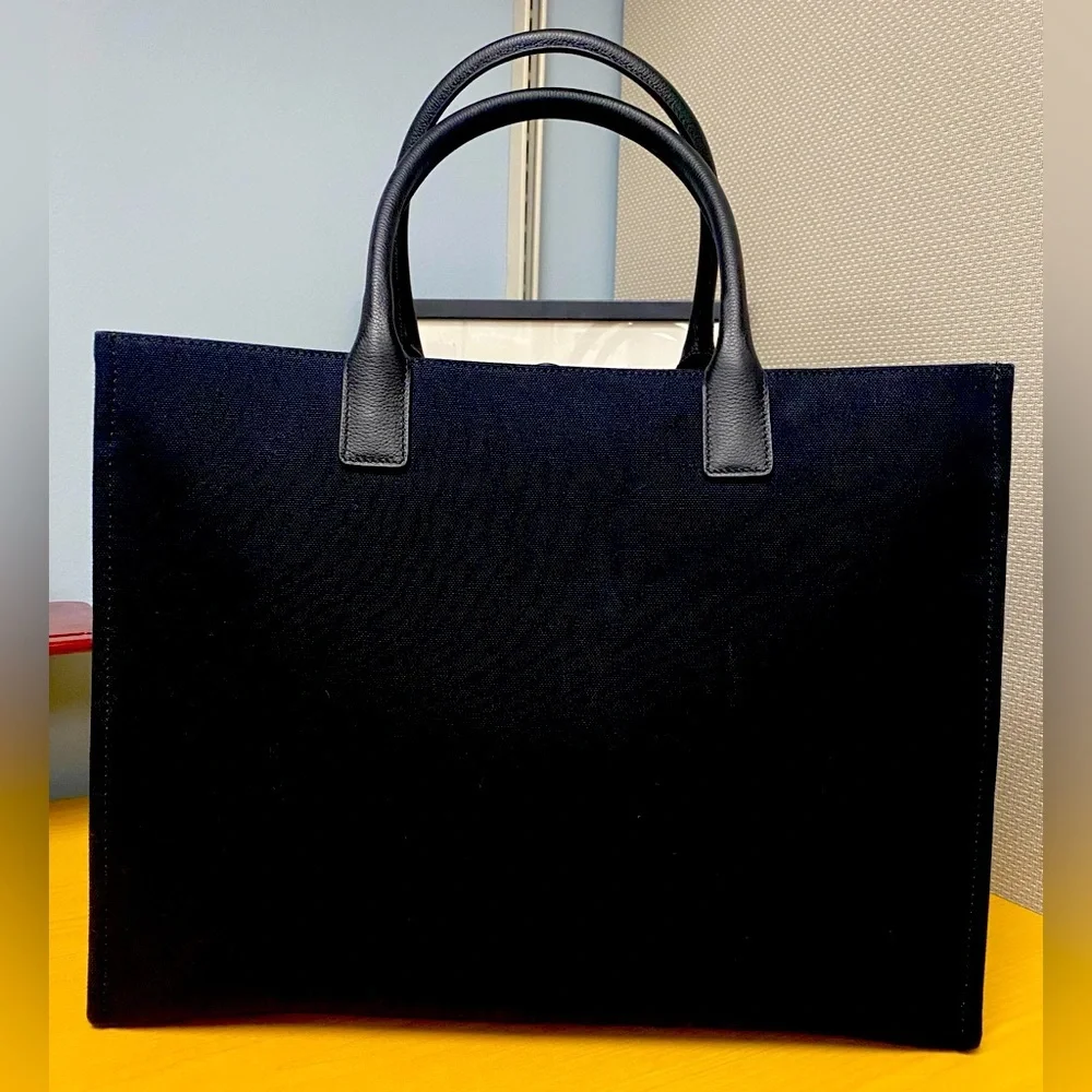 VERSACE Black Large Tote Bag w/Silver Medusa and Branded Dust Bag, EUC